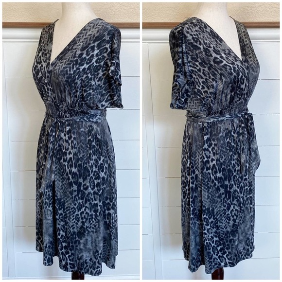 Bisou Bisou Open Back Mixed Animal Print Midi‎ Dress sz 8 - Picture 5 of 9